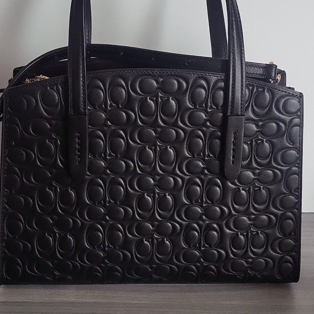 Coach Black Embossed Leather bag Charlie carryall